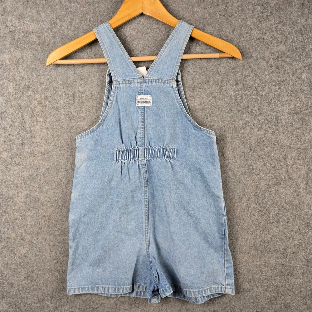 Vintage Levi's Denim Shortalls Girls 6X Light Wash Cotton Classic Bib Overalls